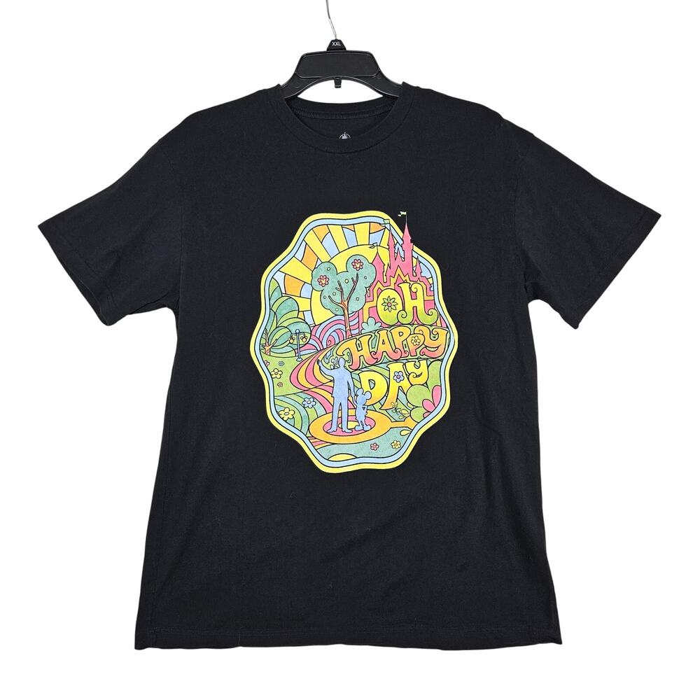 Disney Graphic Unisex Large Black Mickey Walt Castle Psychedelic 70 Groovy Retro